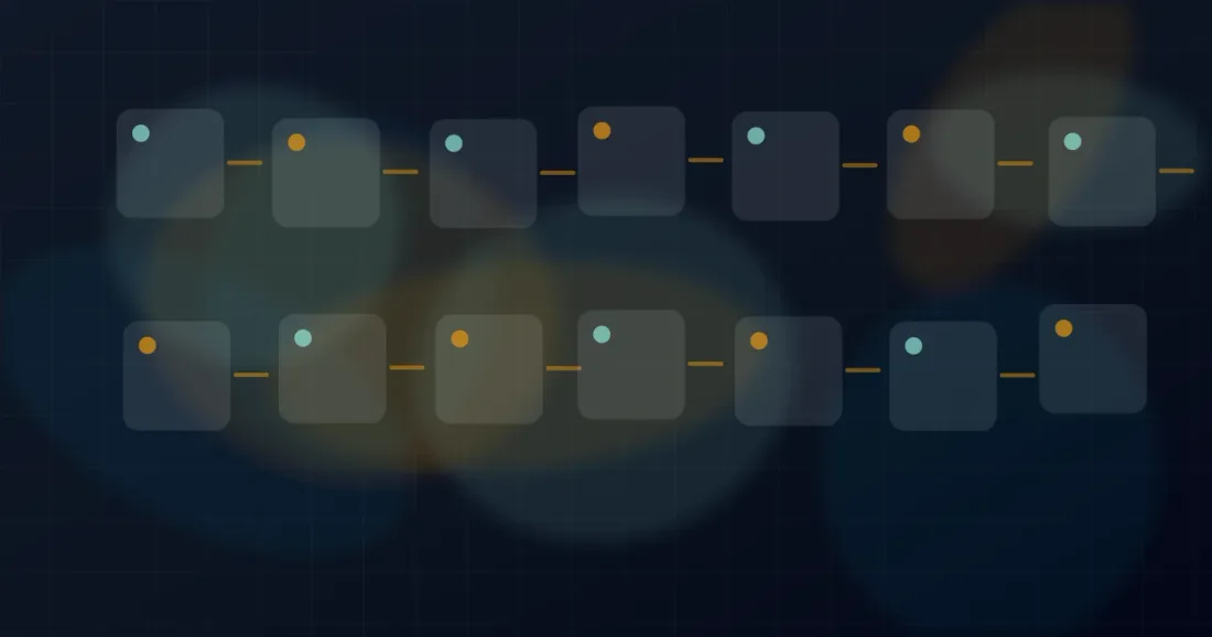 Abstract file upload pipeline with document blocks moving between two service endpoints.
