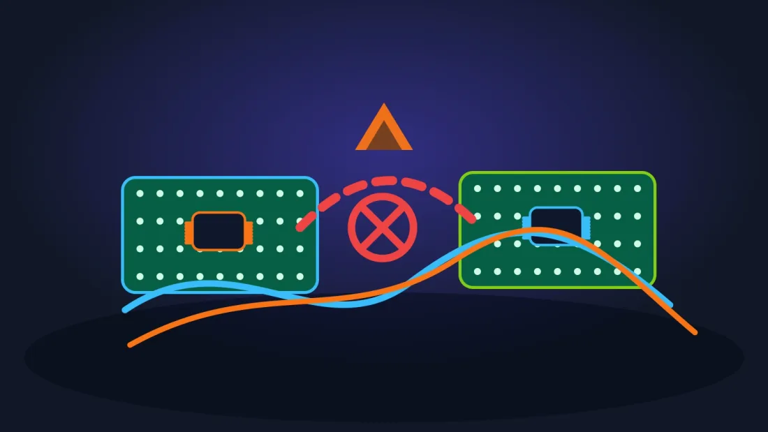 Breadboard debugging setup with probes, regulator parts, and level-shifter components arranged carefully.